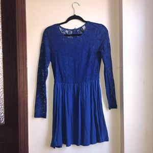 H&M lace cerulean long sleeve dress